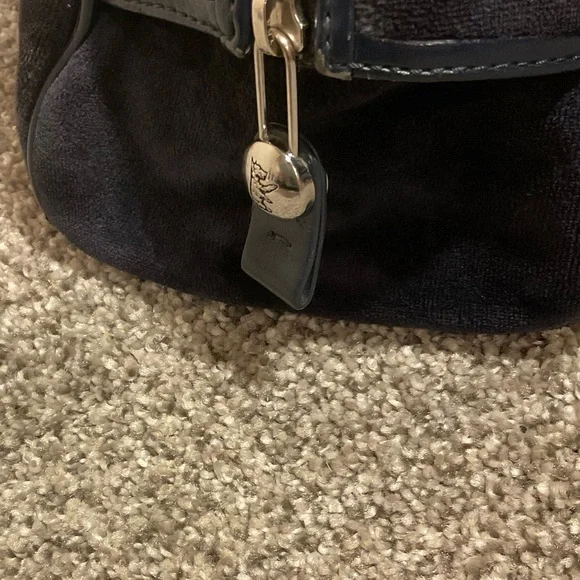 Y2K Juicy Couture Navy Bowling Bag Velour Handbag, COA, EUC - Picture 8 of 13